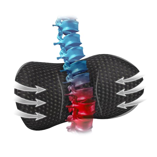 Mind Reader Lumbar Support Pillow W/ Air-Cloud Technology, Memory Foam Cushion for Back, Waist, Hip Pain Relief, Breathable Cover, Black , 18.25" x